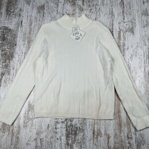 NWT Preswick & Moore White Ribbed Sweater, SZ XL Classic Career